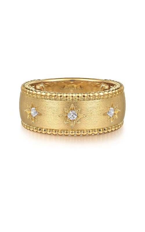 14K Yellow Gold Diamond Wide Bujukan Band Ladies Ring  G16447