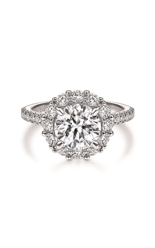 14K White Gold Round Halo Diamond Engagement Ring G14877