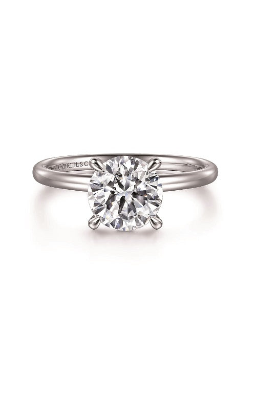 14K White Gold Solitaire Round Diamond Engagement Ring G14879