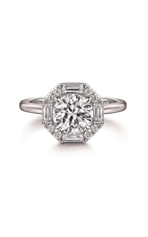 14K White Gold Round Halo Diamond Engagement Ring G14883