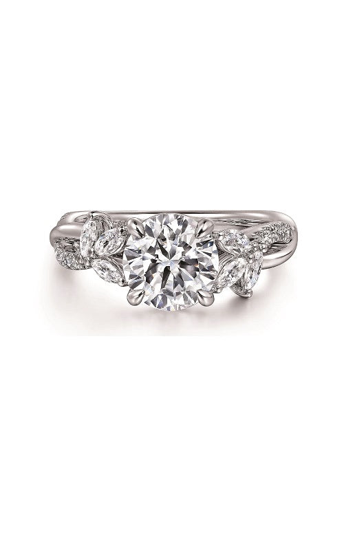 14K White Gold Split Shank Round Diamond Engagement Ring G14885