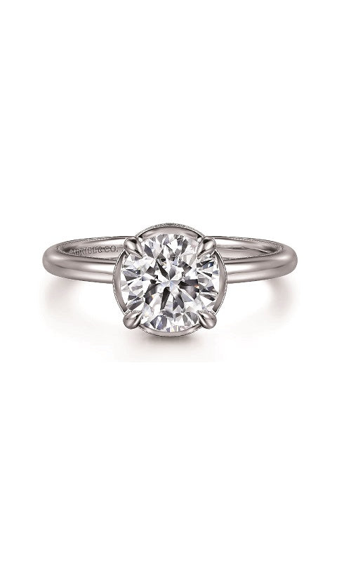 14K White Gold Round Halo Diamond Engagement Ring G14888