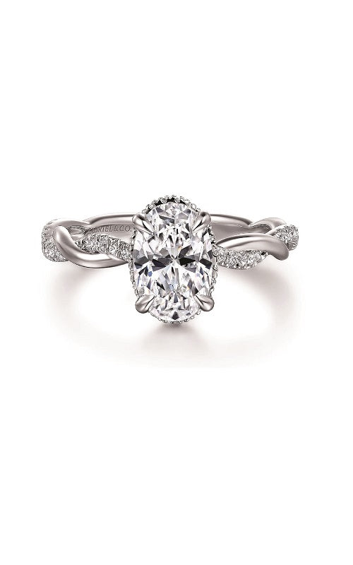 14K White Gold Oval Halo Diamond Engagement Ring G14893