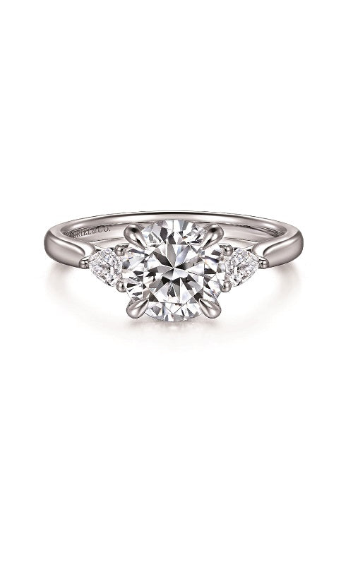 14K White Gold Three Stone Round Diamond Engagement Ring G14894