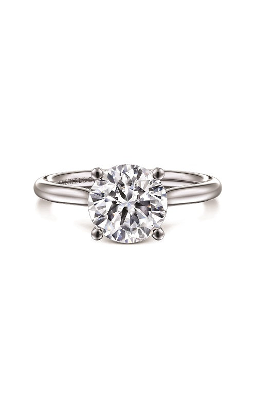 14K White Gold Round Solitaire Diamond Engagement Ring G14899
