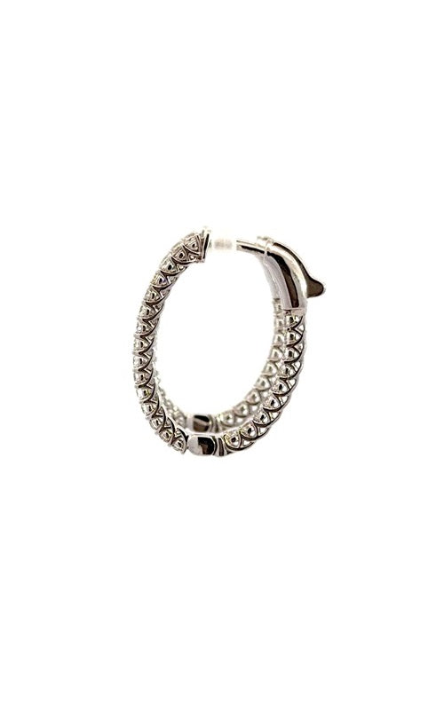 Silver hoop earrings with a twisted, rope-like design.