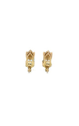 Gold stud earrings with aquamarine and diamond accent