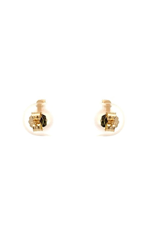 Back view of pair of gold pearl stud earrings.