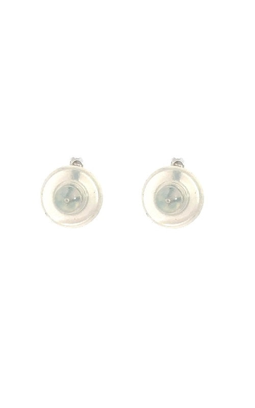 Back view of pair of silver pearl stud earrings.