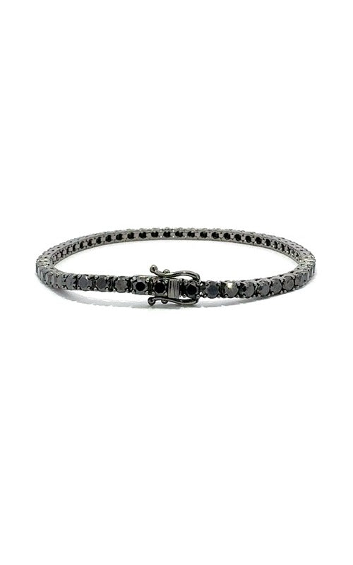 Black diamond tennis bracelet with round-cut stones.