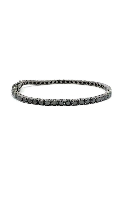 Black diamond tennis bracelet with round-cut stones.