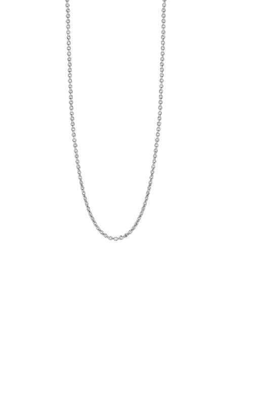 Silver Anchor Link Chain. This is a silver necklace with a delicate, chain-link design.