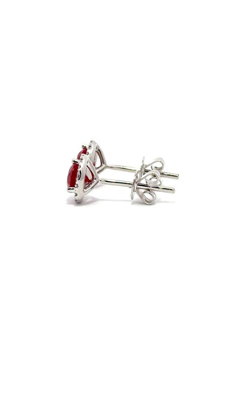 18K WHITE GOLD RUBY STUD EARRINGS  G15246