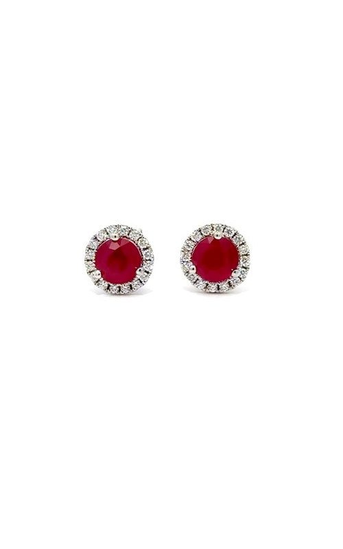 18K WHITE GOLD RUBY STUD EARRINGS  G15246