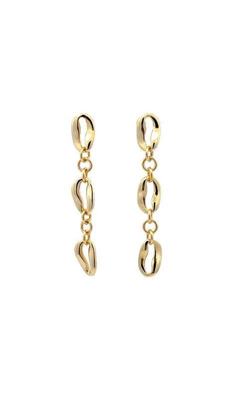 Sterling Silver Gold Plated 'Bean' Dangle Earrings G15303