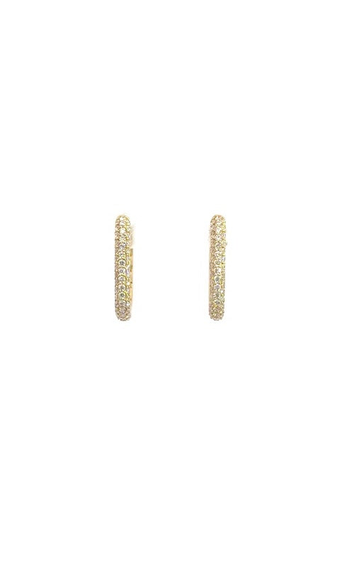 14K YELLOW GOLD GEOMETRIC  DIAMOND HOOP EARRINGS G15321