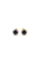 14K YELLOW GOLD SAPPHIRE HALO EARRINGS  G15322