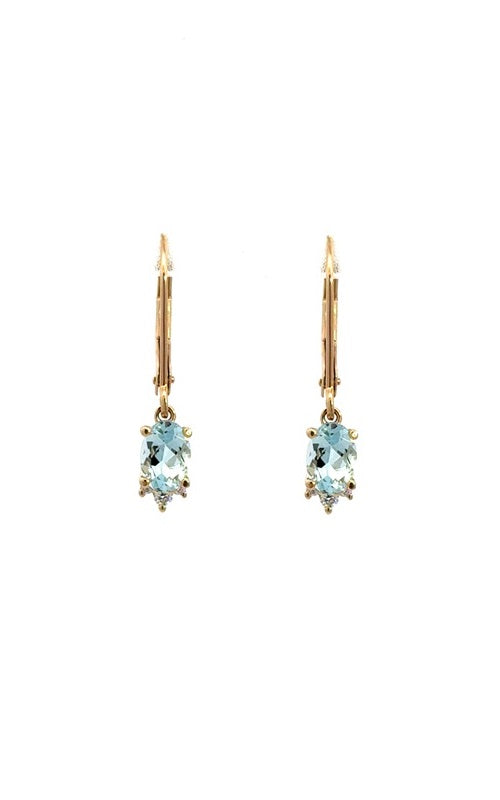 14K YELLOW GOLD AQUAMARINE DANGLE EARRINGS  G15338