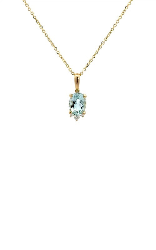 14K YELLOW GOLD AQUAMARINE PENDANT  G15339