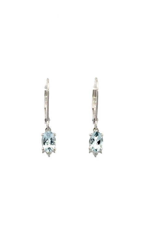 14K WHITE GOLD AQUAMARINE DANGLE EARRINGS  G15341