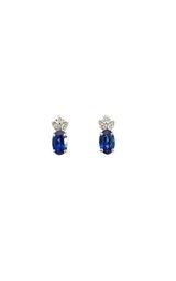 14K WHITE GOLD BLUE SAPPHIRE STUD EARRINGS  G15343