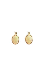 14K YELLOW GOLD OPAL STUD EARRINGS   G15444