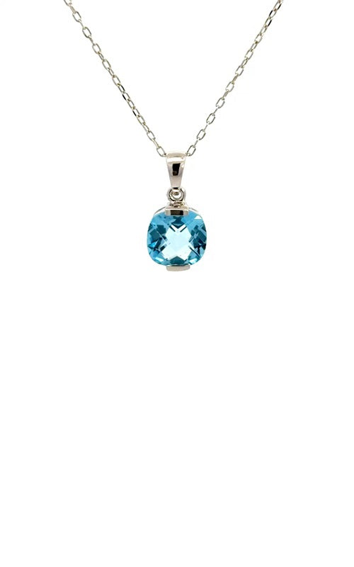 14K WHITE GOLD BLUE TOPAZ PENDANT  G15345