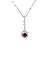 18K WHITE GOLD RUBY AND DIAMOND PENDANT  G15347