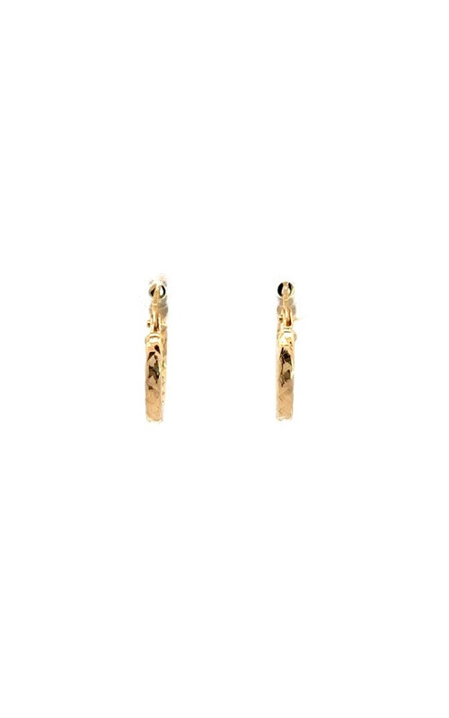 14K YELLOW GOLD 15MM DIAMOND CUT HOOP EARRINGS  G15367