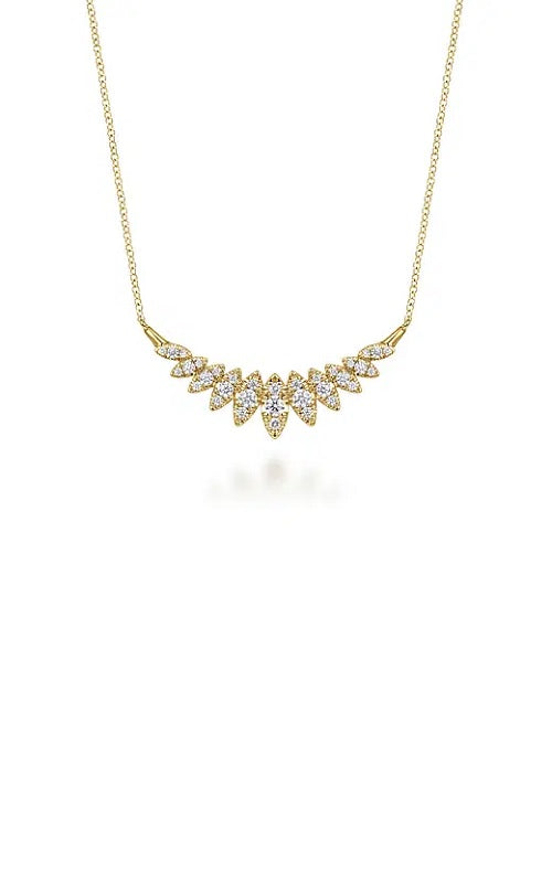 14K Yellow Gold Diamond Marquise Bar Necklace G16154