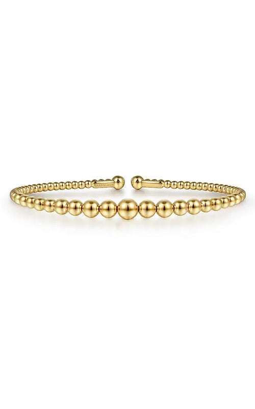 14K Yellow Gold Bujukan Bead Cuff Bracelet with Lock  G16590