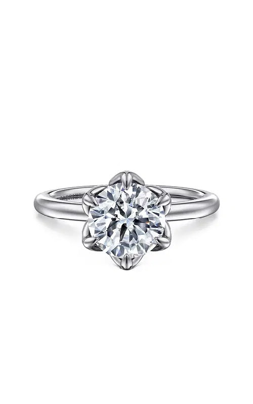 14K White Gold Round Solitaire Engagement Ring  G15939