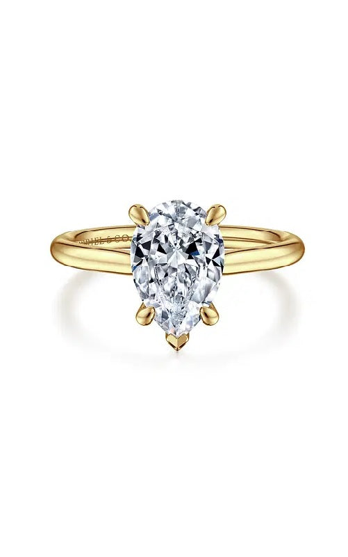 14K Yellow Gold Pear Shape Solitaire Diamond Engagement Ring G15948