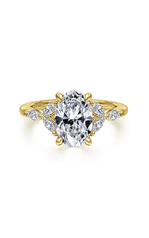 14K Yellow Gold Oval Diamond Engagement Ring  G15950