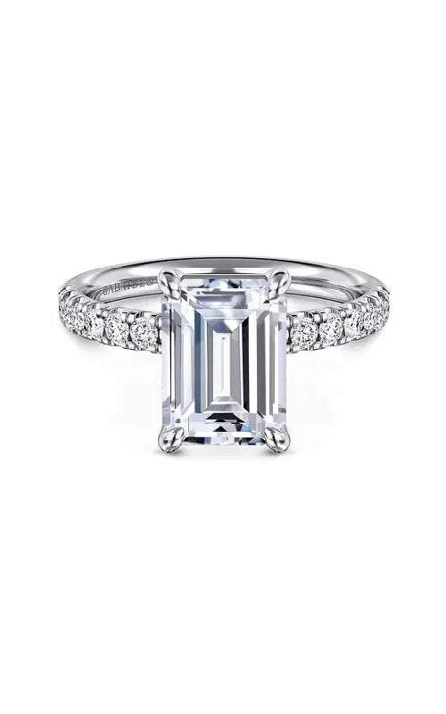14K White Gold Emerald Cut Diamond Engagement Ring   G15951