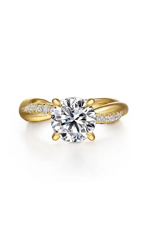 14K Yellow Gold Twisted Round Diamond Engagement Ring   G15952