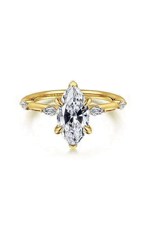14K Yellow Gold Marquise Shape Diamond Engagement Ring G15949