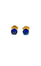 14K WHITE GOLD BLUE SAPPHIRE STUD EARRINGS  G14539