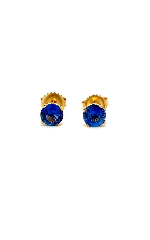 14K WHITE GOLD BLUE SAPPHIRE STUD EARRINGS  G14539