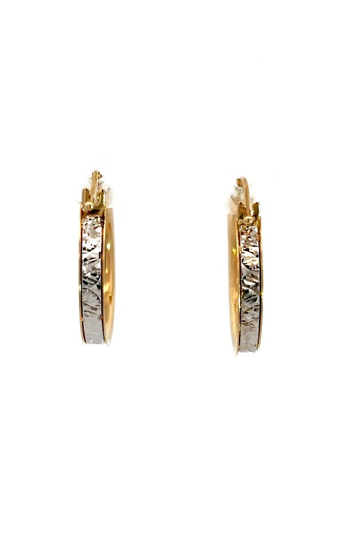 14K YELLOW & WHITE GOLD 20MM HOOP EARRINGS  G16126