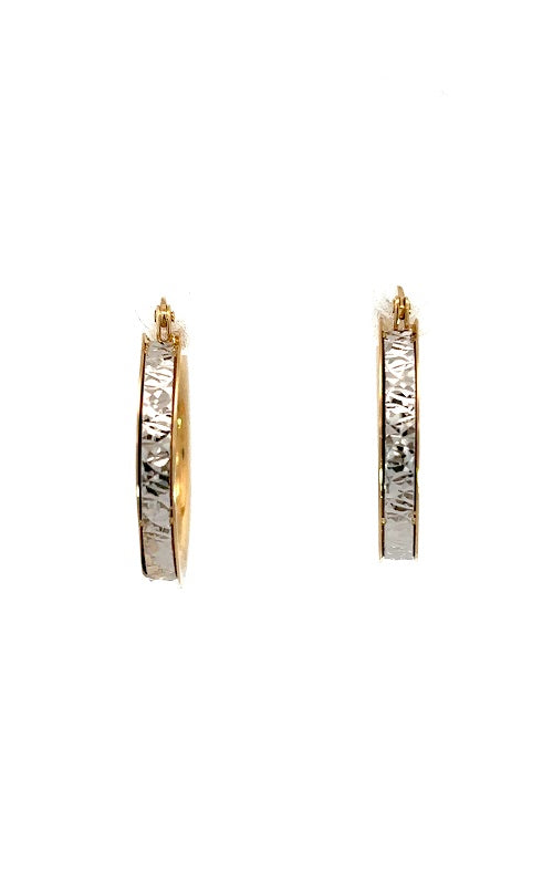 14K YELLOW & WHITE GOLD 20MM HOOP EARRINGS  G16126
