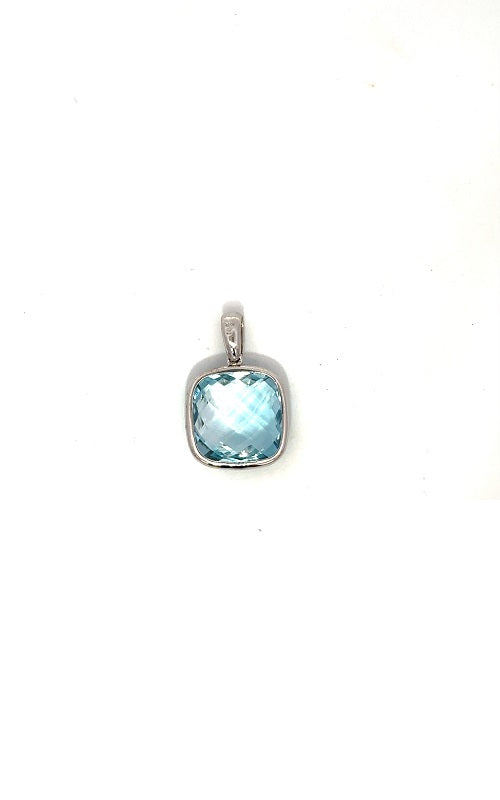 14K WHITE GOLD BLUE TOPAZ PENDANT  G16129