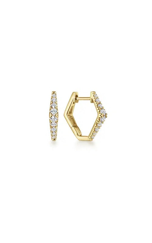 14K Yellow Gold 15mm Diamond Huggies  G16206