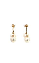 14K YELLOW GOLD AKOYA PEARLS DROP EARRINGS  G16298