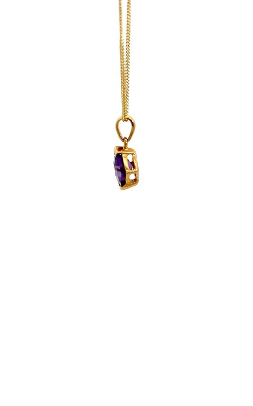 14K YELLOW GOLD AMETHYST PENDANT  G16326