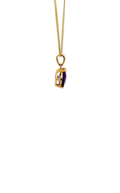 14K YELLOW GOLD AMETHYST PENDANT  G16326