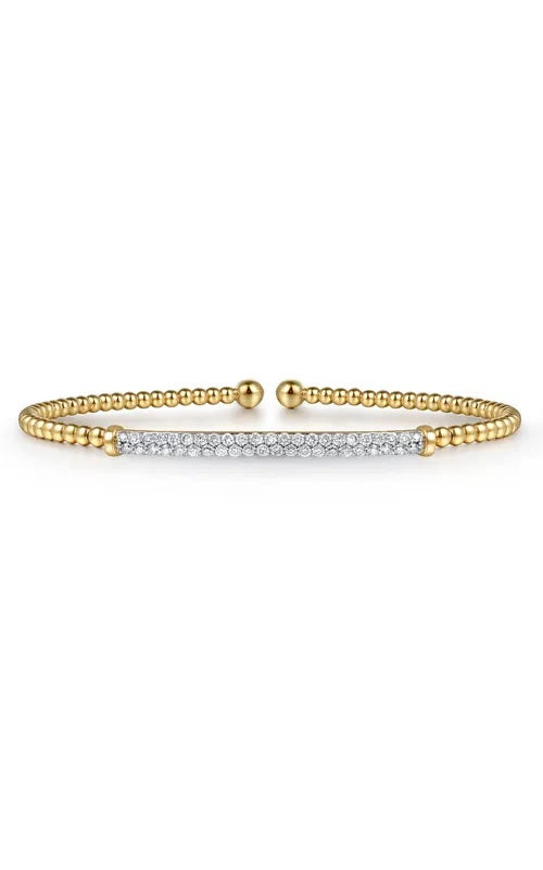 14K Yellow Gold Bujukan Diamond Bar Split Bangle   G16409