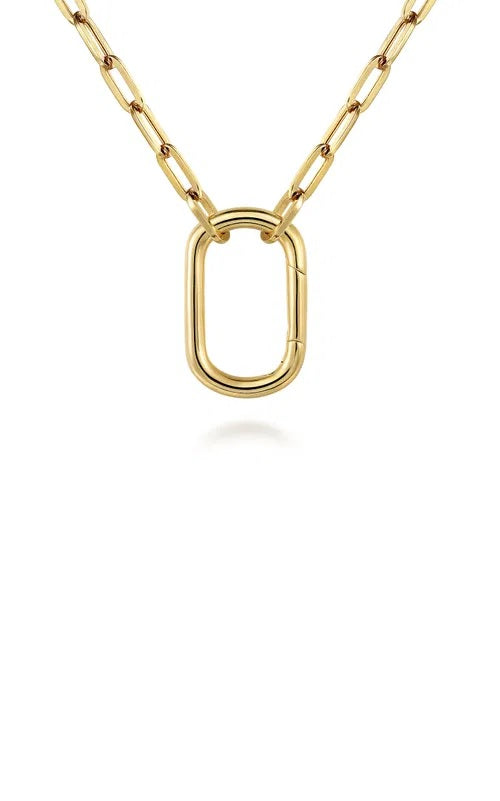 14K Yellow Gold Chain Necklace with Rectangle Drop   G16423
