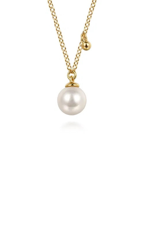 14K Yellow Gold Pearl Drop Necklace   G16427