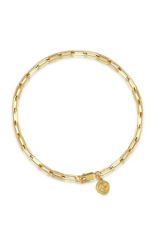 14K Yellow Gold Hollow Paperclip Chain Bracelet  G16430